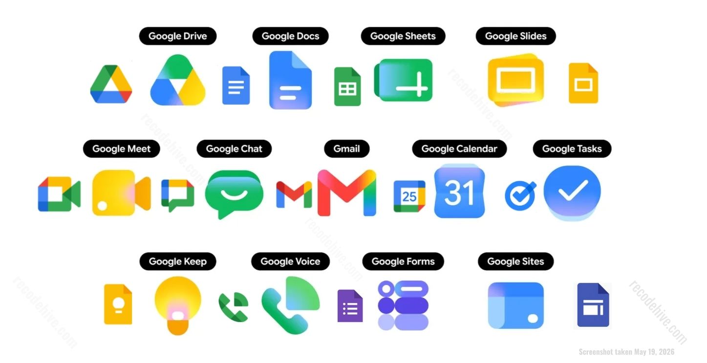 New Google Workspace icon design introduced in 2026